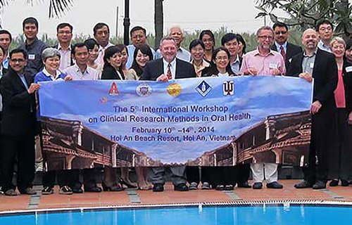 Group holding sign