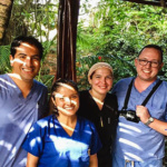 Drs. Marco Alarcon and Tania Ariza (Universidad Peruana Cayetano Heredia) and Drs. Ana Lucia Seminario and Kyle Kirk (UW) during a field trip in the Peruvian Amazon