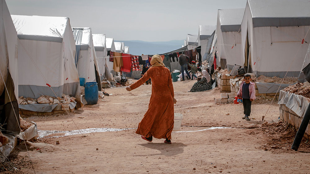 Woman in refugee camp