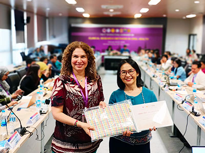 Dr. Ana Lucia Seminario (left) and Dr. Waranuch Phitiphat at the NIH D43 workshop in Khon Kaen, Thailand.