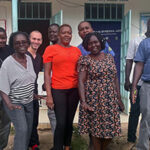 Priyanka Prajapati (2nd from left), Dr. Immaculate Opondo (4th from left), and Delbert Oxborrow (5th from left) at a clinic in Kenya