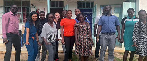 Priyanka Prajapati (2nd from left), Dr. Immaculate Opondo (4th from left), and Delbert Oxborrow (5th from left) at a clinic in Kenya