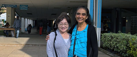 Drs. Whasun Chung (left) and Bhavna Chohan (right) at the University of Nairobi in Nairobi, Kenya.