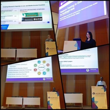 Ana Lucia Seminario (top left), Waranuch Pitiphat (top right), Immaculate Opondo (bottom left), Arthur Kemoli (bottom right), presenting at the 2025 IADR Symposium