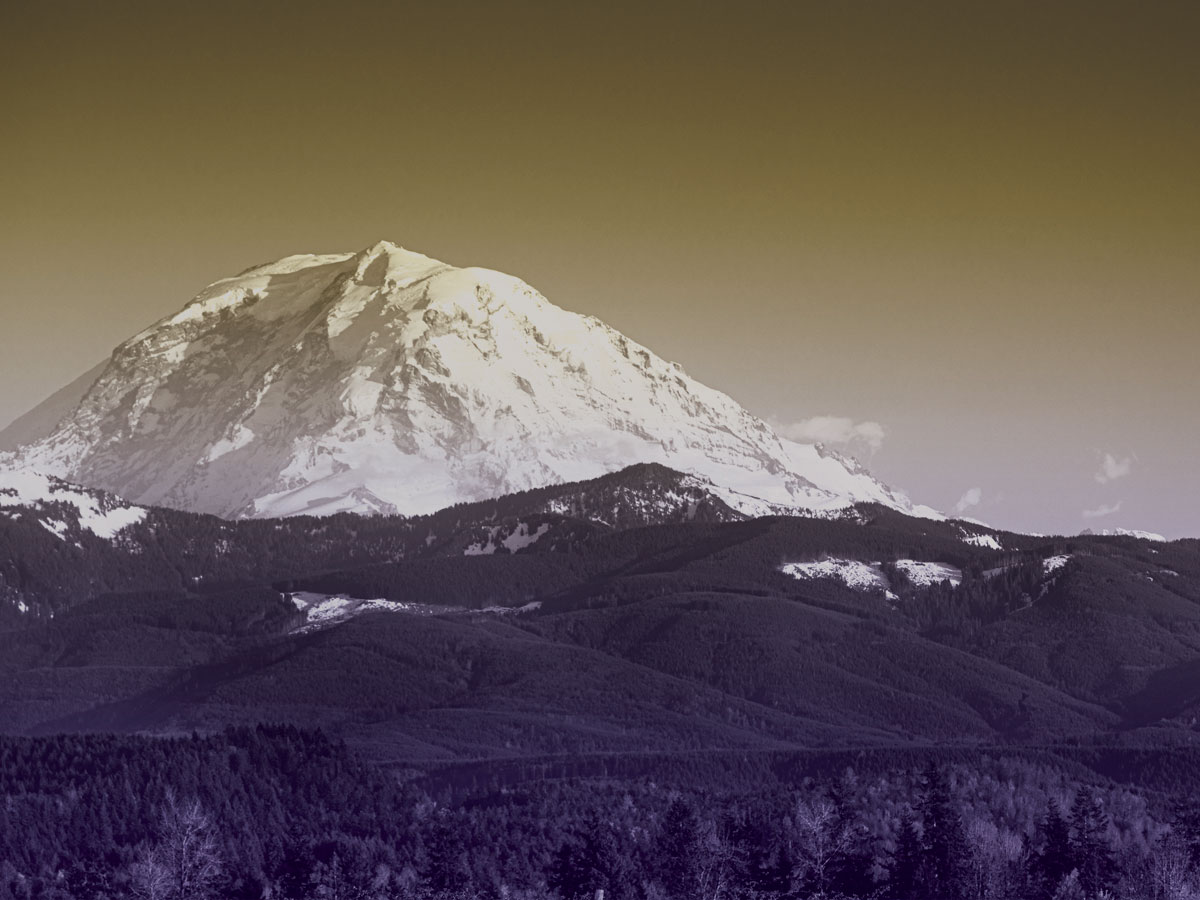 Mount Rainier, snow capped mountain in Washington state