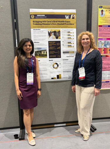 UW IDDS student Priyanka Prajapati (left) and Dr. Ana Lucia Seminario (right) at Priyanka’s poster presentation.